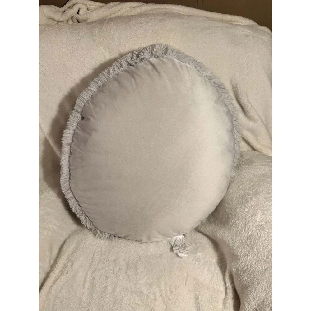Pillowfort Kids Faux Fur Floor Pillow Gray Plush Bedroom Decor New